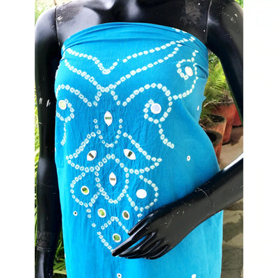 Bandhani cotton kurti fabric with handcrafted mirror work – 2.5m designer fabric