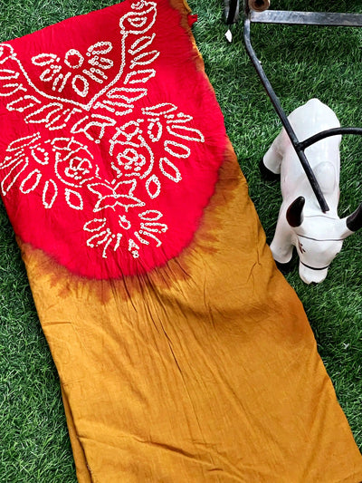 Bandhani Cotton Kurti Fabric – Handcrafted Tie & Dye in 3m length