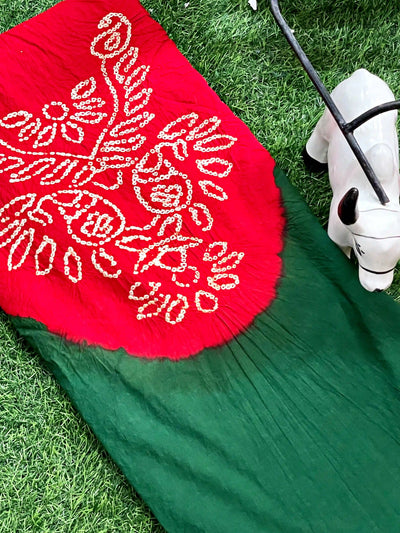 Bandhani Cotton Kurti Fabric – Handcrafted Tie & Dye in 3m length