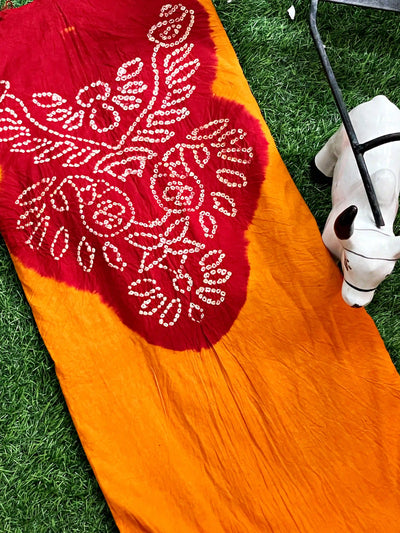 Bandhani Cotton Kurti Fabric – Handcrafted Tie & Dye in 3m length