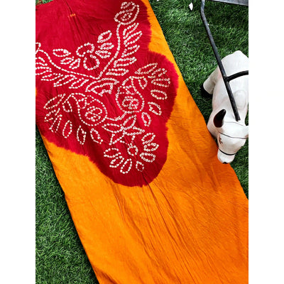 Bandhani Cotton Kurti Fabric – Handcrafted Tie & Dye in 3m length