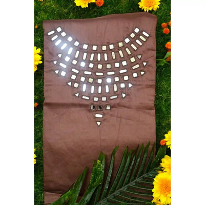 Brown Glazed Cotton Abhla Work Kurti
