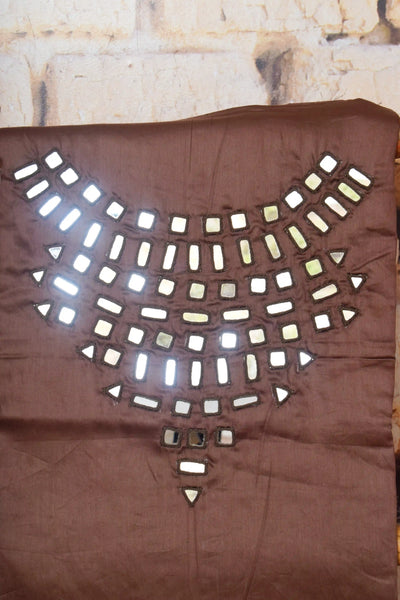 Brown Glazed Cotton Abhla Work Kurti