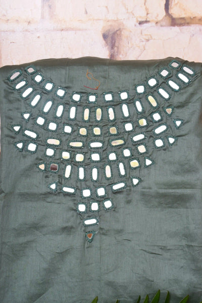 Powder Green Glazed Cotton Abhla Work Kurti