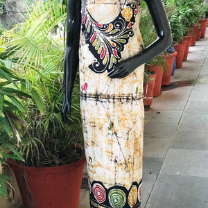 Hand-painted Kalam Batik kurti material in cotton