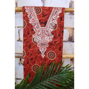 Madder Ajrakh Double Block Pittan Work Kurti Fabric