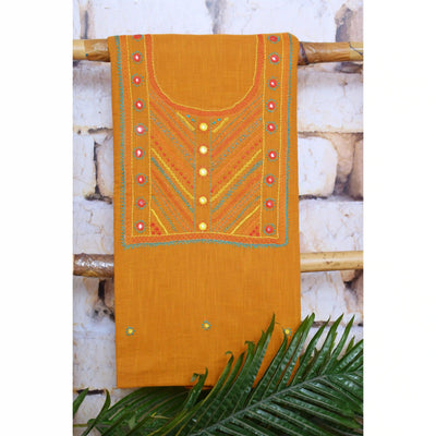 Yellow Lambani Hand Embroidered  Cotton Kurti
