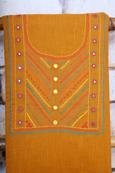 Yellow Lambani Hand Embroidered  Cotton Kurti