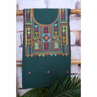 Green Lambani Hand Embroidered  Cotton Kurti