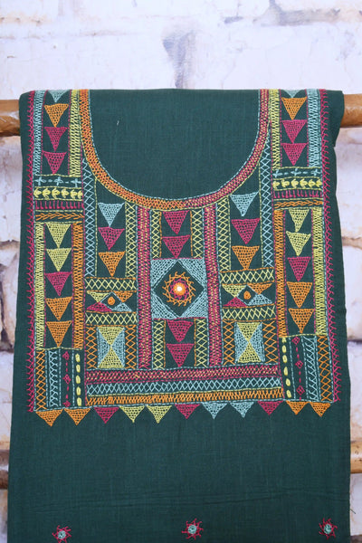 Green Lambani Hand Embroidered  Cotton Kurti