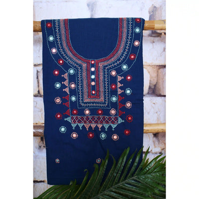 Blue Lambani Hand Embroidered  Cotton Kurti