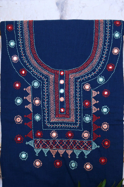 Blue Lambani Hand Embroidered  Cotton Kurti