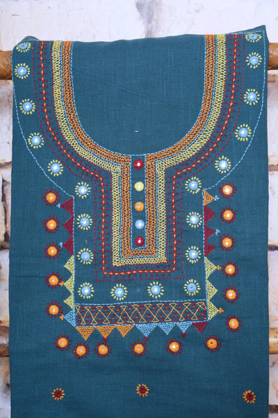 Green Lambani Hand Embroidered  Cotton Kurti