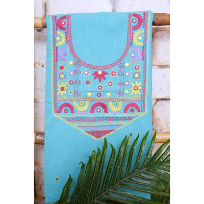 Blue Lambani Hand Embroidered  Cotton Kurti
