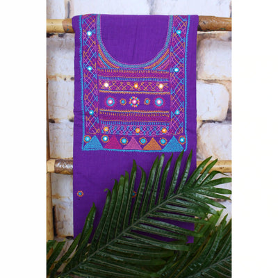 Purple Lambani Hand Embroidered  Cotton Kurti