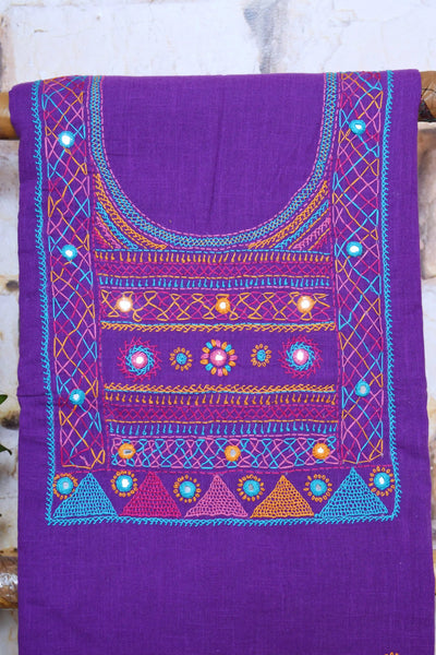Purple Lambani Hand Embroidered  Cotton Kurti