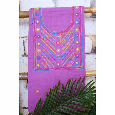Opal Purple Lambani Hand Embroidered  Cotton Kurti