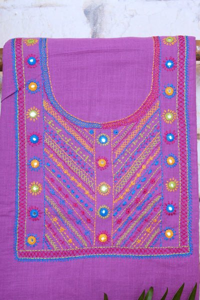 Opal Purple Lambani Hand Embroidered  Cotton Kurti