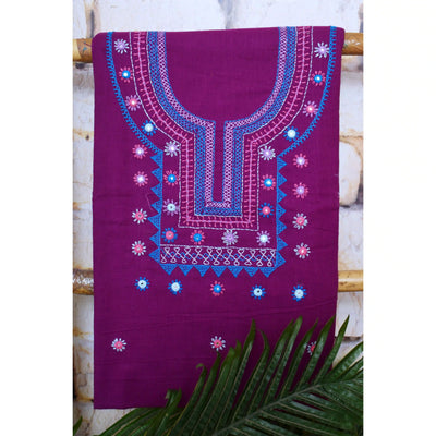 Purple Lambani Hand Embroidered  Cotton Kurti