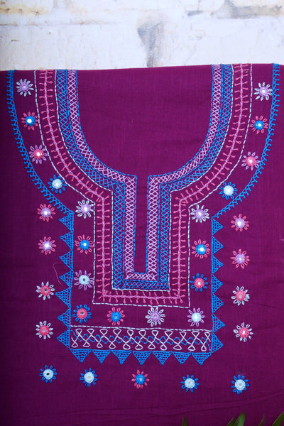 Purple Lambani Hand Embroidered  Cotton Kurti