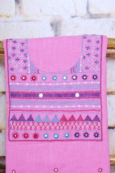 Pink Lambani Hand Embroidered  Cotton Kurti