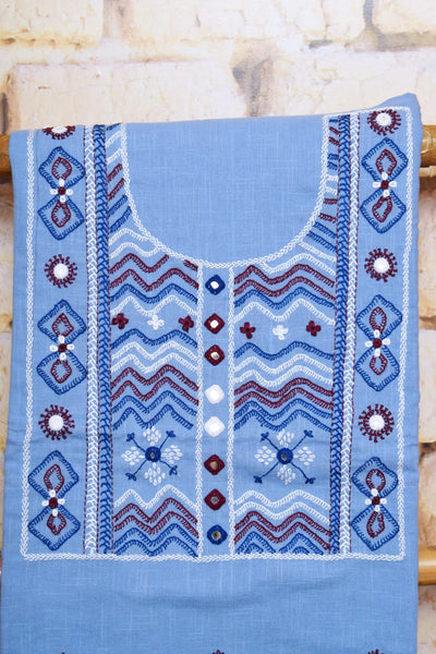 Blue Lambani Hand Embroidered  Cotton Kurti