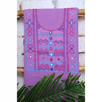 Opal Purple Lambani Hand Embroidered  Cotton Kurti