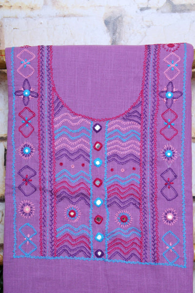 Opal Purple Lambani Hand Embroidered  Cotton Kurti