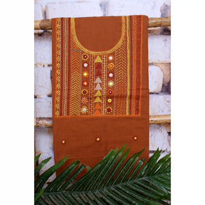 Mustard Lambani Hand Embroidered  Cotton Kurti