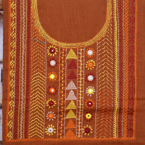 Mustard Lambani Hand Embroidered  Cotton Kurti
