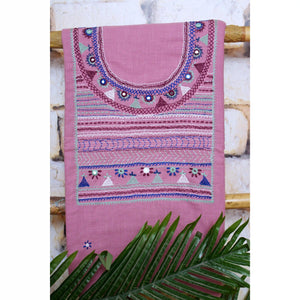 Pink Lambani Hand Embroidered  Cotton Kurti
