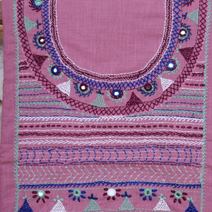 Pink Lambani Hand Embroidered  Cotton Kurti