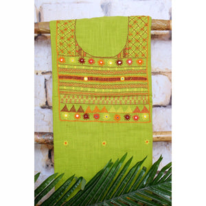 Green Lambani Hand Embroidered  Cotton Kurti