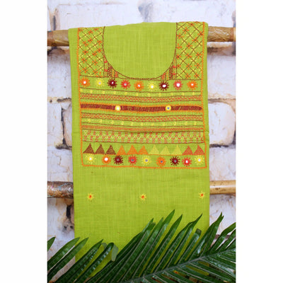 Green Lambani Hand Embroidered  Cotton Kurti