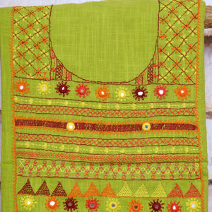 Green Lambani Hand Embroidered  Cotton Kurti