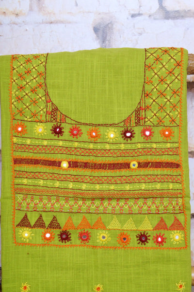 Green Lambani Hand Embroidered  Cotton Kurti