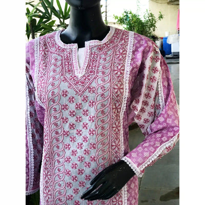 Chikankari Cotton Designer Kurtis