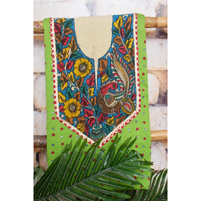 Pen Kalamkari Kurti Fabric - SSEthnics