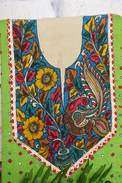 Pen Kalamkari Kurti Fabric - SSEthnics