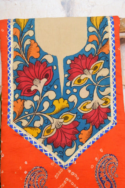 Pen Kalamkari Kurti Fabric - SSEthnics