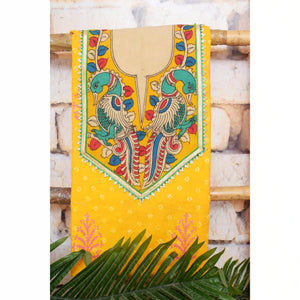 Pen Kalamkari Kurti Fabric - SSEthnics