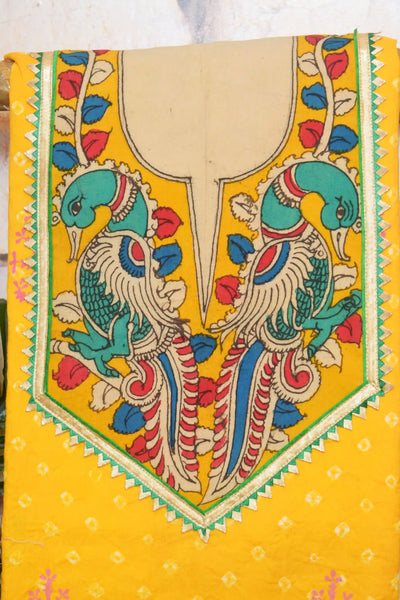 Pen Kalamkari Kurti Fabric - SSEthnics