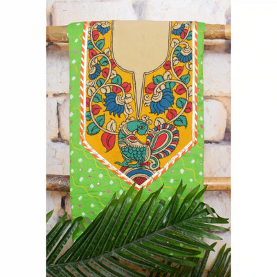 Pen Kalamkari Kurti Fabric - SSEthnics