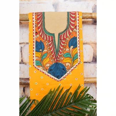 Pen Kalamkari Kurti Fabric - SSEthnics