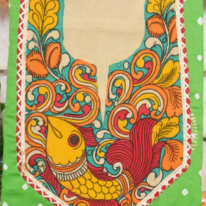 Pen Kalamkari Kurti Fabric - SSEthnics