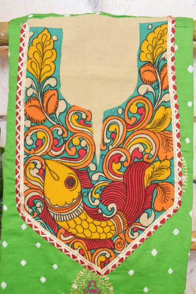 Pen Kalamkari Kurti Fabric - SSEthnics