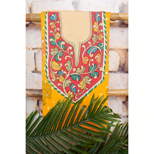 Pen Kalamkari Kurti Fabric - SSEthnics