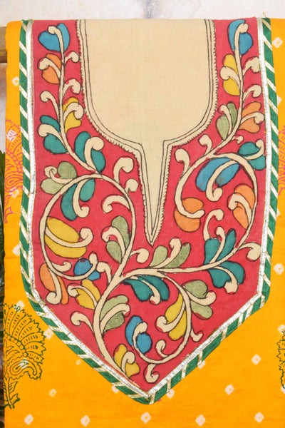 Pen Kalamkari Kurti Fabric - SSEthnics