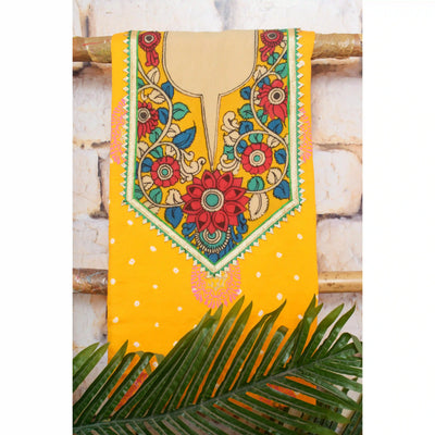 Pen Kalamkari Kurti Fabric - SSEthnics