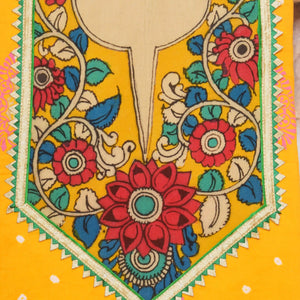 Pen Kalamkari Kurti Fabric - SSEthnics